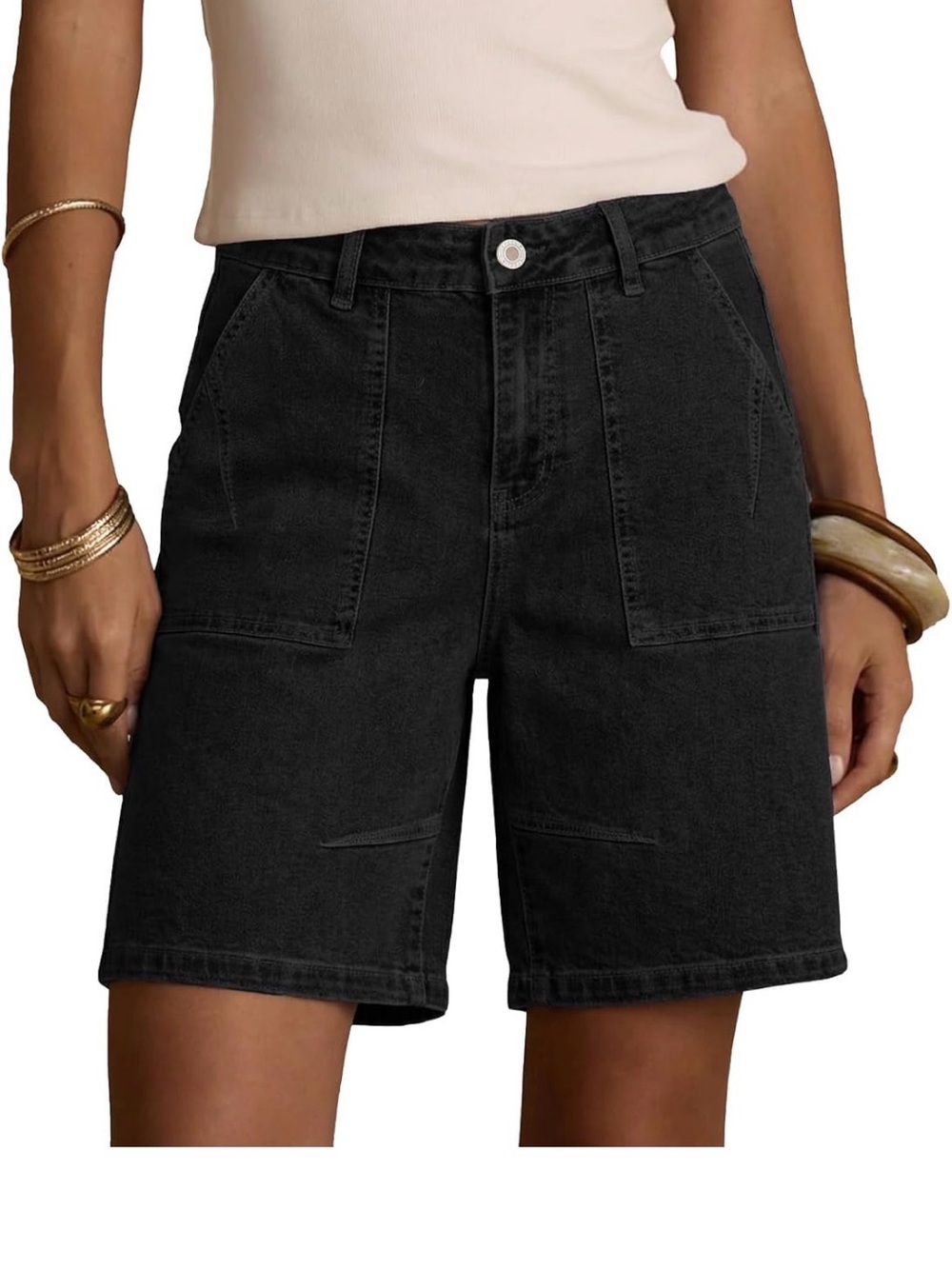 Amazon Essentials Black High-Rise Utility Bermuda Shorts